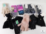 Lot 11 New pairs of assorted Ladies Gloves - Fuzzy, Knit, and Yoga Non-Slip