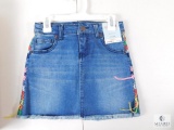 Case Lot 6 New Girls Cat & Jack Denim Jean Skirts w/ Colorful Stitching Stretch Sz Small 6/6X