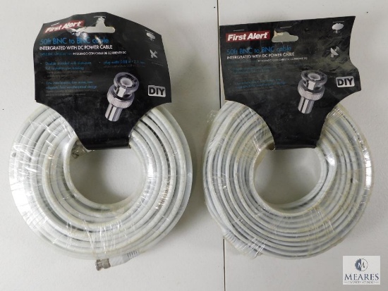 Lot of 2: First Alert 50' BNC to BNC Cables - Integrated with DC Power Cable