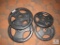 Lot of 4 TKO Tri-Grip Weight plates: (2) 45 and (2) 25 lbs plates