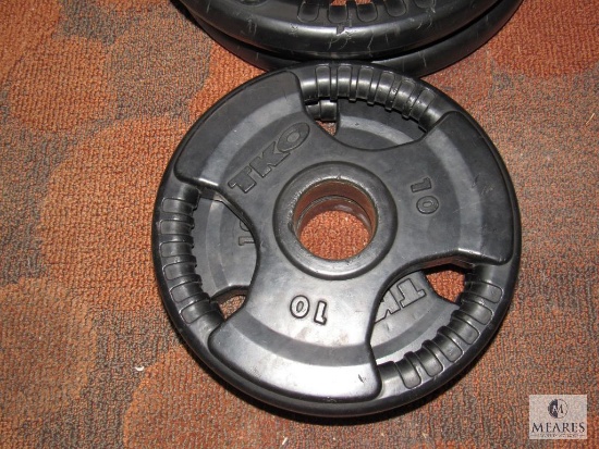 TKO Tri-Grip 160-pound barbell weight Set: includes (2) each 10, 25 and 45 lb plates