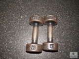 Pair of York 7 lbs steel dumbbells