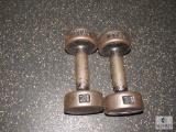 Pair of York 7 lbs steel dumbbells