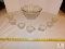 Glass Punch Bowl with 7 Glass Punch Cups with Handles