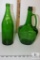 Vintage Green Glass Bottle and Jug