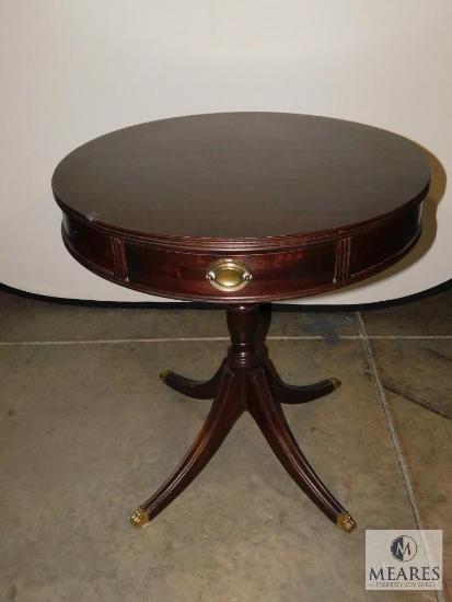 Antique Round Wood Side or Entry Hall Table Paw Feet