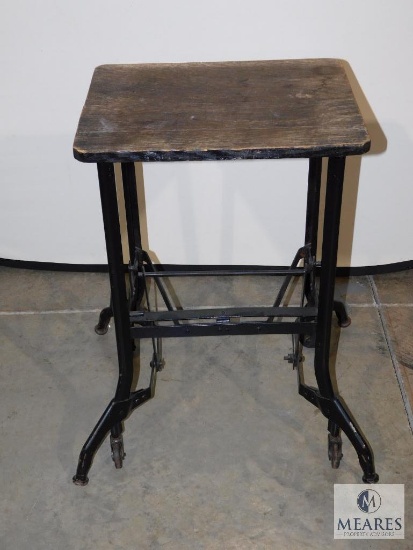 Vintage Typing or Sewing Table Metal with Wood Top