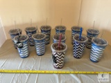 Lot of approx. 12 OMG Greeks Cups with Lids and Straws