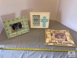 Lot of 3 Pictures Frames, 4x6 Blue Cross Frame, 10x12 Frame, 8x10 Frame