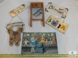 Lot of Laundry Room Decorations, Washboard, Hanging Signs