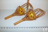 Vintage Rattan & Bamboo Basket Scoop Ball Toss Game