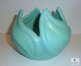 Vintage VAN BRIGGLE Signed Pottery Art Lotus Curved Petal Flower Pot Vase Bowl Blue 6.5