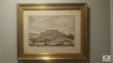 Hand Colored Etching Italy Italian Veduta Reale Palazzo Abitazione Sovrani by Joseph Zocchi framed