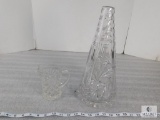 Lot of 2 Crystal Pieces, Crystal Vase, Crystal Small Pitcher with Handle