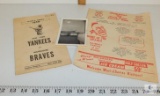 1958 NY Yankees (Mantle) vs Milwaukee Braves World Series Scorecard, Souvenir Menu and Stadium photo