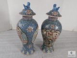 Lot of 2 Decorative Vases with Lids, Ceramic Vases