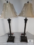 Lot of 2 Hampton Bay Table Lamps - French Verde Finish