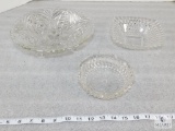 Lot of 3 Crystal Decorative Dishes, Serving Dishes, Bowls