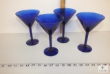 Set of 4 Cobalt Blue Martini Cocktail Glasses