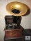 Antique Thomas Edison Phonograph Model C with Lid & Gold Moulded Records Crank Style