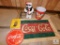 Lot Coca-Cola Rug, Thermometer, Collectibles Book, Polar Bear and Trash can