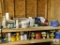 Shelf Lot Shop Supplies Nails, Spray Paints, Stains, Wire Nuts, and more