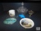 Lot Thomas Kincade Mug & Saucer Set, Hand Blown Glass Dolphin, Crystal Candy Dish and more