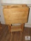 Wooden TV Tray Stand 4 Tables and Rack Set