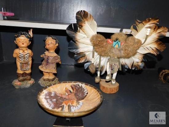 Lot Native American Indian Decorations Plate, Kissing couple, and Navajo Eagle