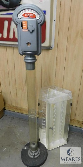 Clear Acrylic Rotating Display Case & Parking Meter Plastic Coin Bank