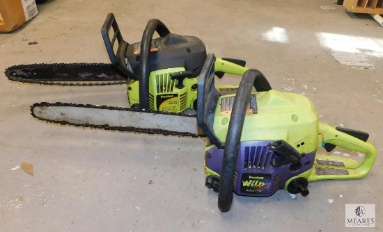 Lot of 2: Poulan Gas Powered Chainsaws - (1) #P3314 and (1) Wild Thing 18"