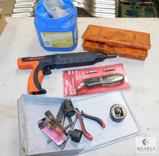 Lot Assorted Fasteners, Tools, and Ramset MasterShot Fastening Tool