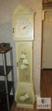 Hand Painted Wooden Clock Shelf Ivory with Floral Design