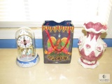 Lot Coca-Cola Polar Bear Anniversary Clock, Ceramic Angel Bag, and Ceramic Flower Vase