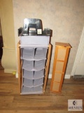 Lot Wood Frame Shoe Organizer, Paper Organizers, and Wood Storage Cabinet with Picture Frame