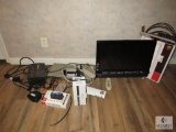 Large lot of Electronics HP Monitor, Surge Protector, Alarm Clocks, DVD Player amd more