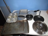 Lot assorted Cooking Pans, Skillets, Muffin Tins, and more