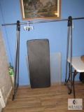 Portable Clothes Rack 4' Portable Black Folding Table, and Projector Screen