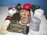 Lot Mens Vintage Trucker Hats, New Camo Gloves, New package Hanes XL Briefs
