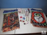 Lot New assorted Monogram Garden Flags, Scrapbook Items, and Christmas Ornament