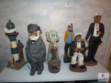 Lot of Wood Carved & Resin Boat Captain and Lighthouse Decorations