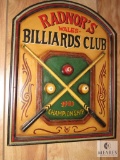 Radnor's Wales Billards Club 3-D Wooden Picture Sign