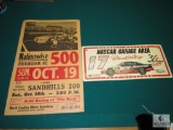 Lot Vintage Nationwise 500 Rockingham NC Poster & Plastic Nascar Garage Sign