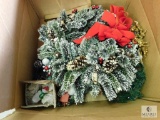 Large Christmas Wreath approximately 3' Diameter and assorted Christmas Ornaments