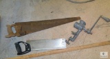 Lot Vintage Carpenter Saw, Mitre Saw, and Metal Grinder