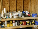 Shelf Lot Shop Supplies Nails, Spray Paints, Stains, Wire Nuts, and more