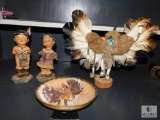 Lot Native American Indian Decorations Plate, Kissing couple, and Navajo Eagle