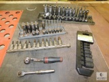 Lot of Various Sockets Snap-On Craftsman & Pittsburgh + 2 Ratchet Wrenches