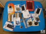 Lot New Flasks, Aluminium Wallet, Pedometer, Retractable Key Chains