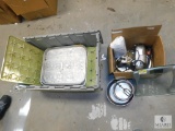 Lot Vintage Dormey Kitchen Mixer, Glass Bathroom Scale & assorted Trays & Baking sheets